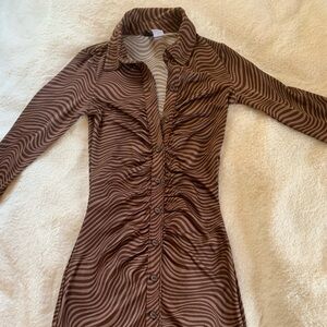 H&M Swirl Brown long sleeve Dress